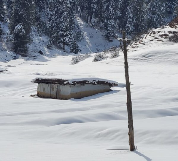 Huts in snow